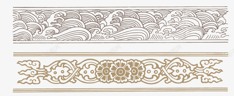 水纹边框png免抠素材_新图网 https://ixintu.com 中国传统纹样 中国传统纹案 中国风符号 中国风边框 图案 水纹 装饰 黑黄色