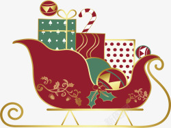 装满东西的礼物装满礼物圣诞节雪橇车矢量图高清图片
