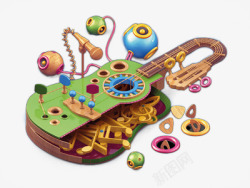 吉他儿童玩具元素高清图片