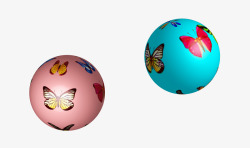 蝴蝶3D圆球图案素材