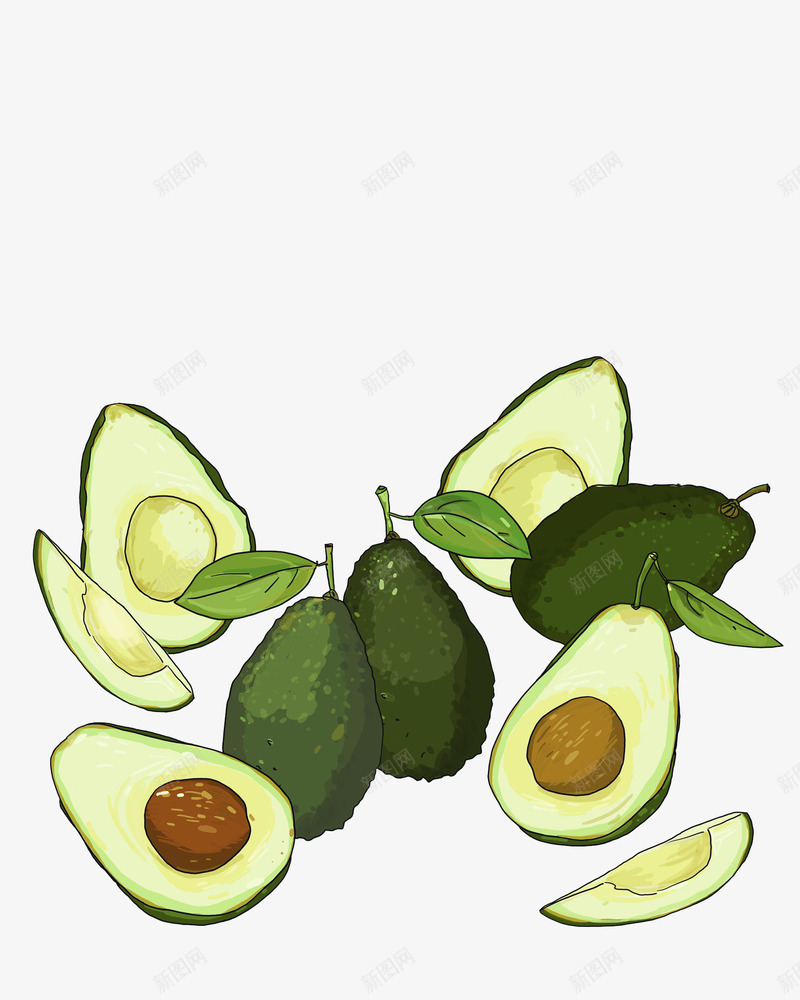 一堆新鲜切开的木瓜png免抠素材_新图网 https://ixintu.com 卡通 手绘 新鲜 木瓜 植物 水果 绿色 食物