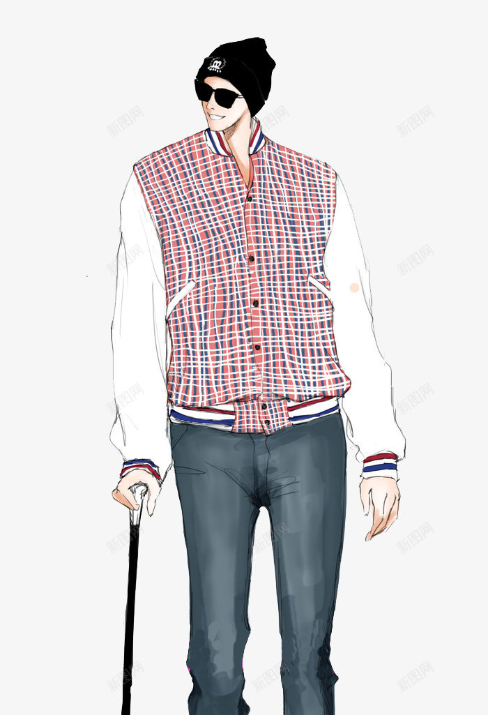 休闲朋克男式时装插画png免抠素材_新图网 https://ixintu.com 休闲服装插画 时装插画设计 男式时装设计