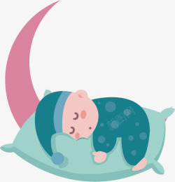 在月亮上沉睡的小婴儿月亮上的男婴高清图片