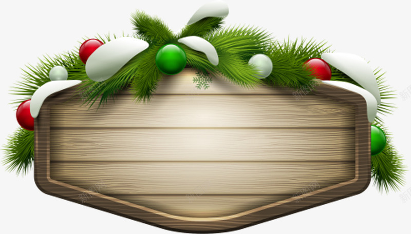 圣诞节元素木板形状植物树叶png免抠素材_新图网 https://ixintu.com 元素 圣诞节 形状 木板 树叶 植物
