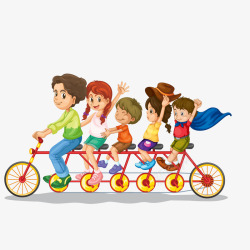 儿童骑车打伞卡通骑车玩耍的孩子们矢量图高清图片