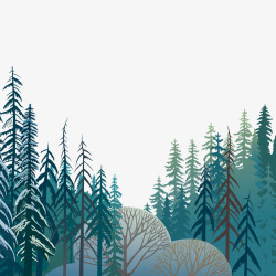 浪漫雪景松树蓝色松树林高清图片
