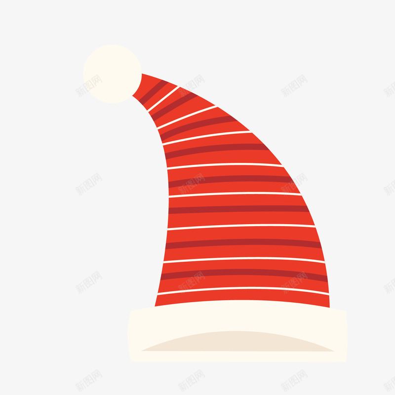 红白色直线花纹卡通圣诞帽矢量图ai免抠素材_新图网 https://ixintu.com 卡通 圣诞帽 白色 直线 直线帽子 红色 节日 矢量图