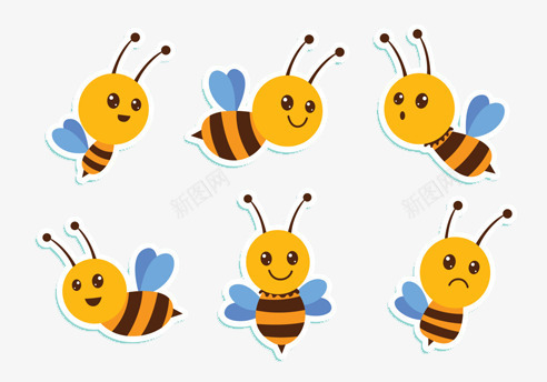 手绘蜜蜂表情系列png免抠素材_新图网 https://ixintu.com 系列 蜜蜂 表情