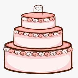 粉色可爱三层结婚蛋糕素材