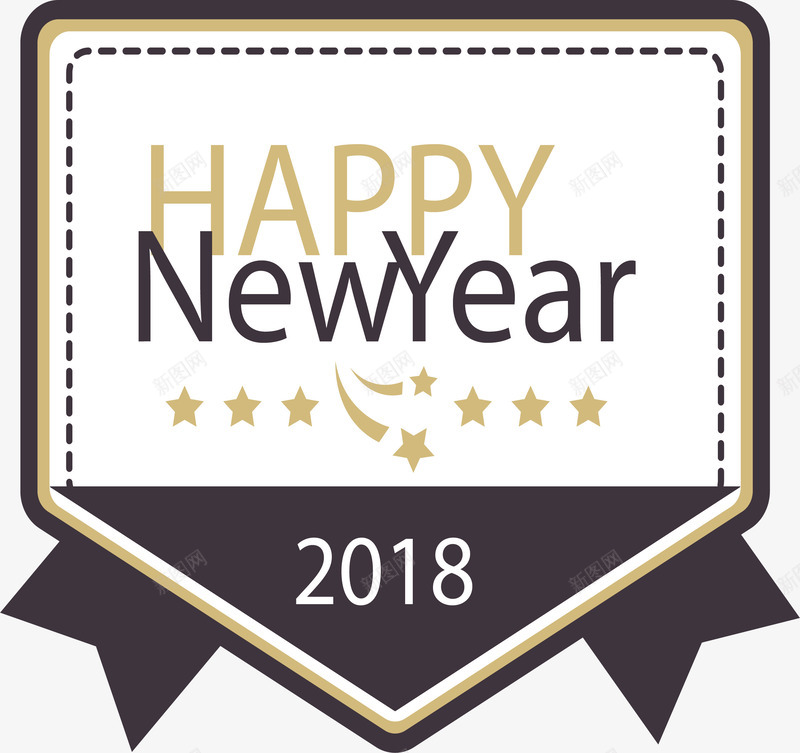 五边形新年标签png免抠素材_新图网 https://ixintu.com 2018元旦 2018新年 happyNewYear 新年促销 新年标签 矢量png