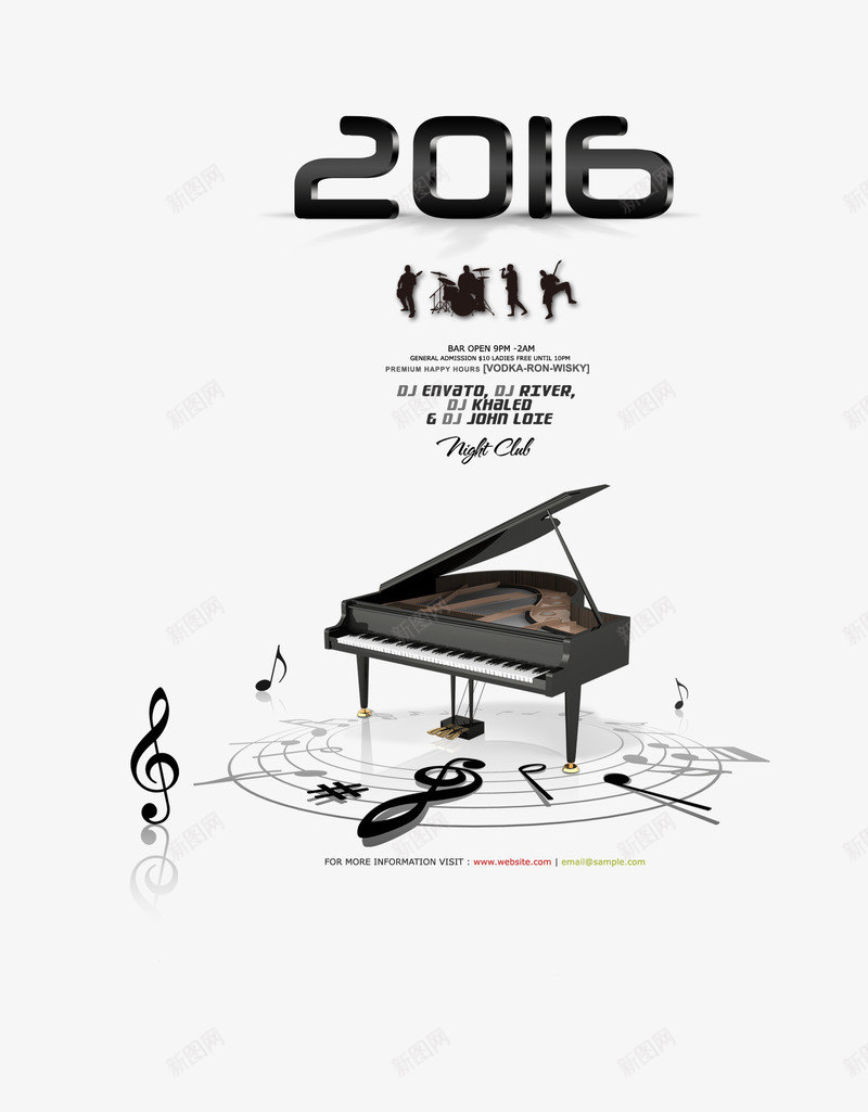 2016钢琴盛典psd免抠素材_新图网 https://ixintu.com 钢琴 音乐 音符 黑色