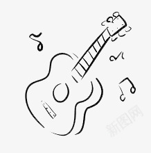 简约线条吉他png免抠素材_新图网 https://ixintu.com 乐器 吉他 吉他社海报 简约 线条 黑白