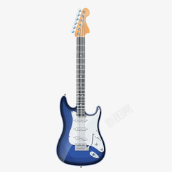 蓝色电吉他蓝色卡通电吉他高清图片