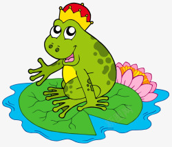 卡通小河荷叶上的青蛙高清图片