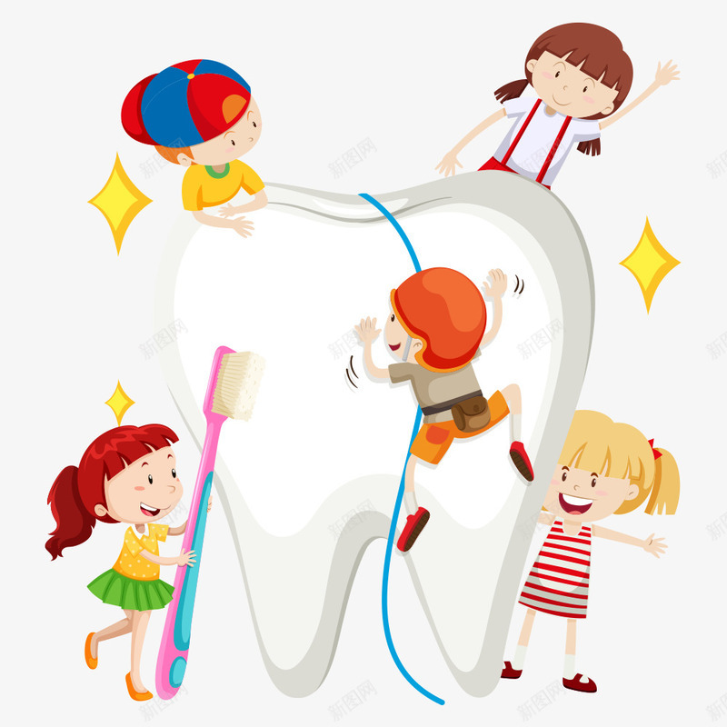 清洗牙齿小孩png免抠素材_新图网 https://ixintu.com 卡通人物 小孩 清洗牙齿 牙齿 牙齿健康 矢量人物