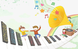 键盘上的精灵卡通儿童街舞高清图片