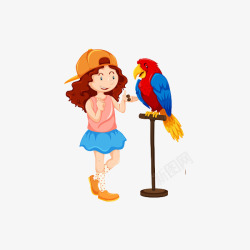 帽子架子鹦鹉和女孩高清图片