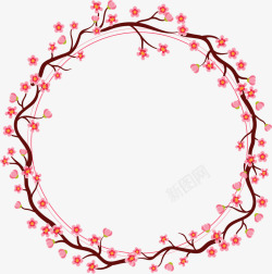 圆形粉红樱花边框素材