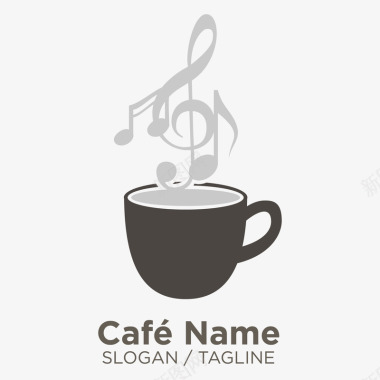 灰色音乐咖啡logo矢量图图标图标