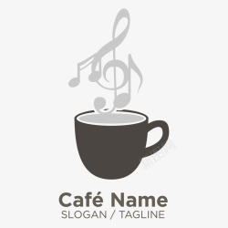 灰色音符灰色音乐咖啡logo矢量图图标高清图片