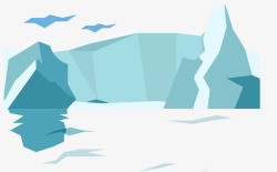 水面手绘南极冰山手绘高清图片