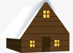 屋子图案褐色雪地小屋高清图片