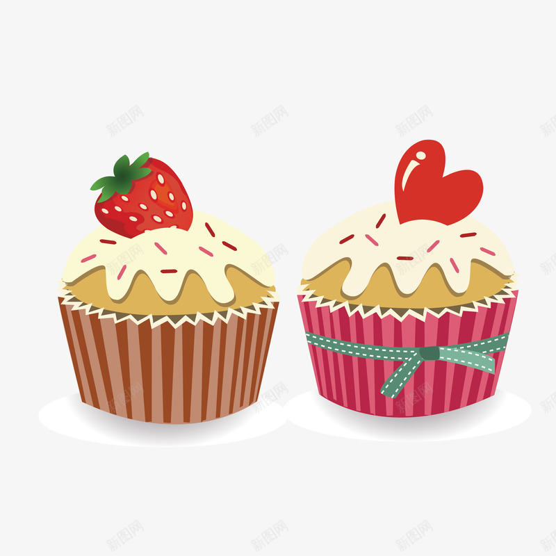 草莓爱心纸杯蛋糕png免抠素材_新图网 https://ixintu.com 爱心 素材 纸杯蛋糕 草莓