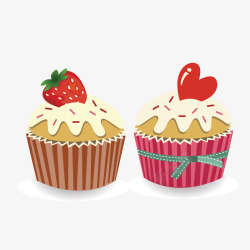 草莓爱心纸杯蛋糕素材
