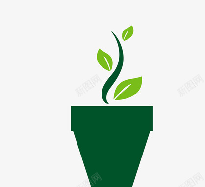 卡通绿色植物简笔画LOGO图标图标