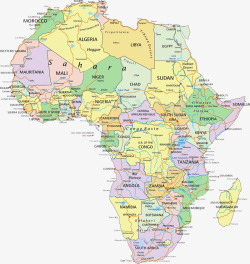 非洲地图英文版素材
