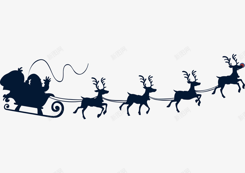 黑色圣诞麋鹿拉车装饰png免抠素材_新图网 https://ixintu.com 圣诞 拉车 装饰 麋鹿 黑色