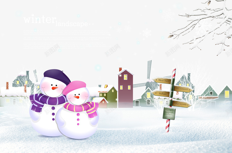 雪景中的情侣圣诞节雪人背景psd免抠素材_新图网 https://ixintu.com 圣诞节 情侣 雪人 雪景