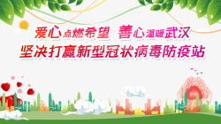 武汉加油宣传画新型冠状病毒武汉加油树叶城市爱心高清图片