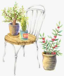 盆栽植物与椅子素材