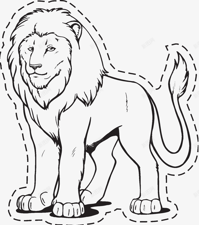 手绘卡通狮子png免抠素材_新图网 https://ixintu.com 狮子会卡通狮子 狮子剪纸 狮子卡片 狮子涂色 狮子速写 虚线 黑白狮子