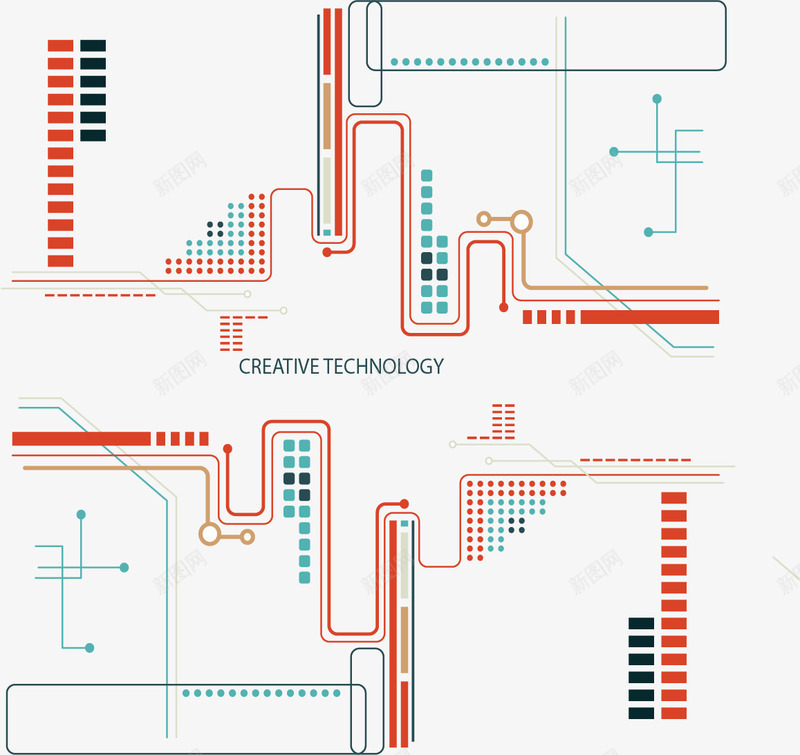 创意科技线路背景png免抠素材_新图网 https://ixintu.com 几何 彩色 扁平化 矢量素材 科技背景 线条