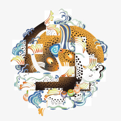 清代团花图案西藏风格花纹高清图片