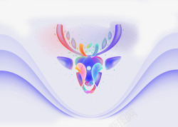 节日元素插图色彩光晕光影炫彩麋鹿头高清图片