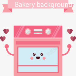 红色烤箱粉红色烘焙店烤箱矢量图高清图片