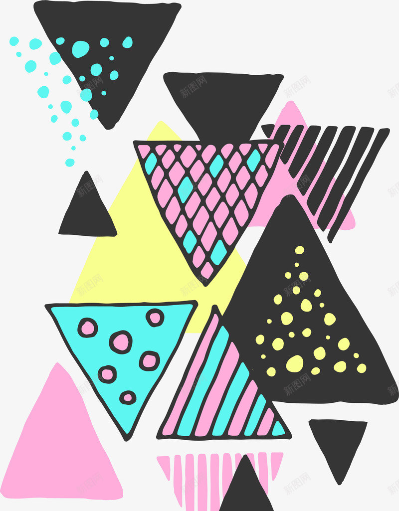 装饰画抽象png免抠素材_新图网 https://ixintu.com 三角形 抽象线条 拼接色块 时尚抽象 欧美 背景 装饰画抽象
