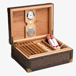 雪茄保湿盒雪茄和雪松木雪茄盒高清图片