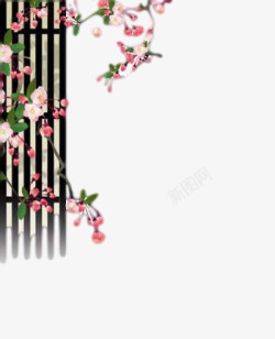 中国风窗棂花朵素材