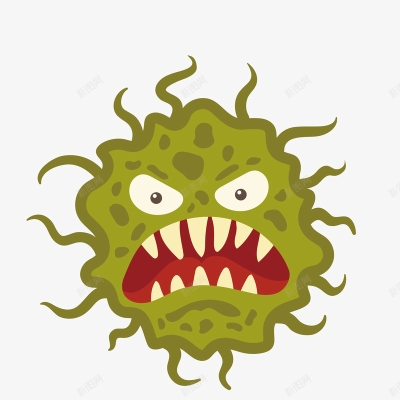 绿色细菌png免抠素材_新图网 https://ixintu.com 医疗 卡通形象 可爱 图案 宣传 微生物 毒卡通 病毒 细菌 绿色 装饰