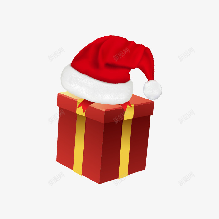 圣诞帽礼物png免抠素材_新图网 https://ixintu.com 圣诞节 圣诞节元素 挂件 挂饰 矢量圣诞帽礼物