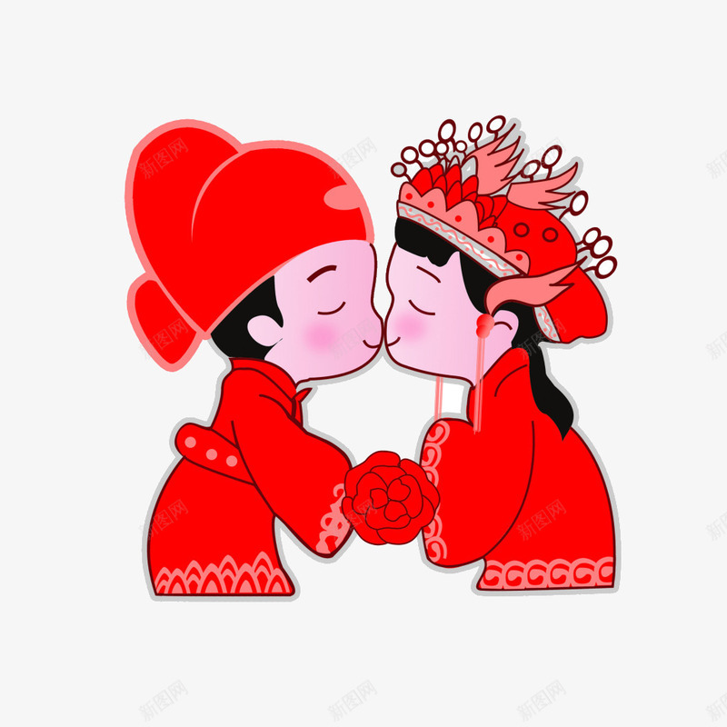 结婚png免抠素材_新图网 https://ixintu.com 喜服 结婚 轻吻