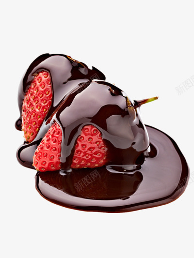 草莓巧克力png免抠素材_新图网 https://ixintu.com 巧克力酱 甜点 红草莓 草莓