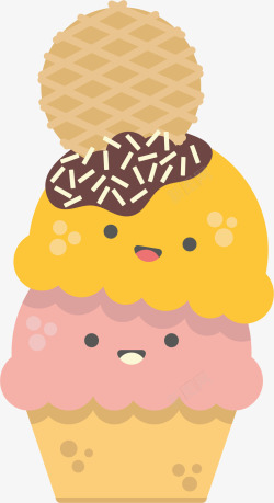 卡通可爱甜筒冰淇淋装饰素材