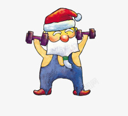 帽子锻炼正在健身的圣诞老人高清图片