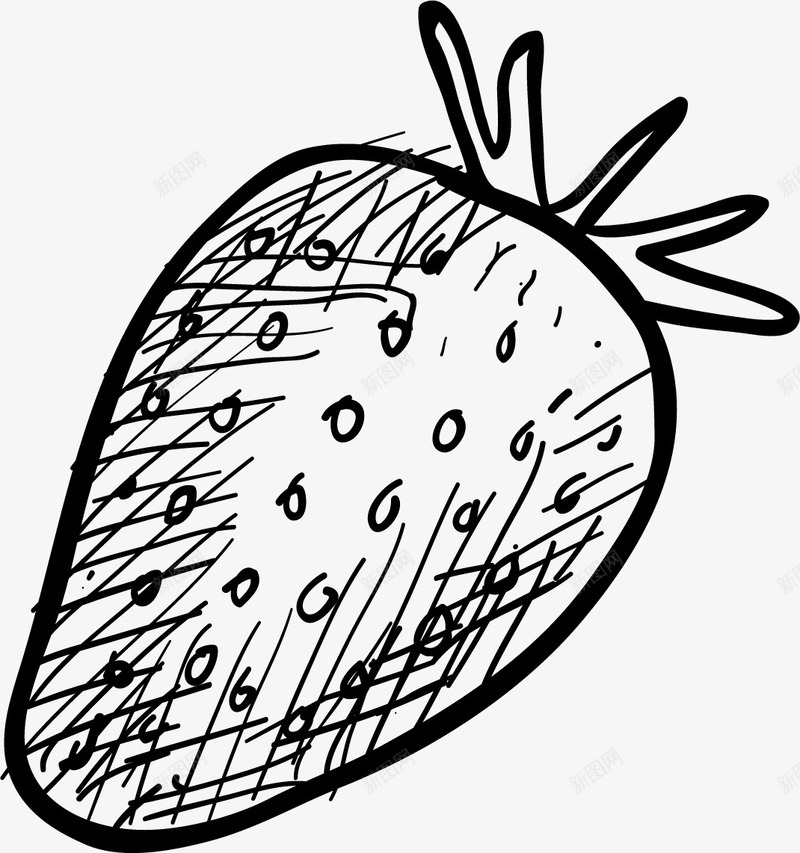草莓素描png免抠素材_新图网 https://ixintu.com png图形 png装饰 手绘 水果 草莓 装饰 食物 黑色