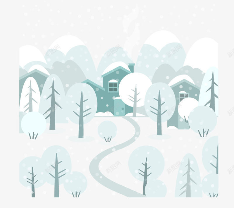 冬季的森林png免抠素材_新图网 https://ixintu.com 冬季 大雪插画 木屋 森林 温馨 矢量免费图片素材
